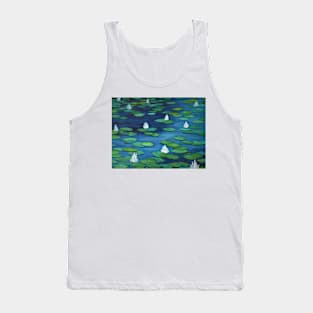 Oil Painting - Water Lilies at Ginkaku-ji Temple Park Tank Top